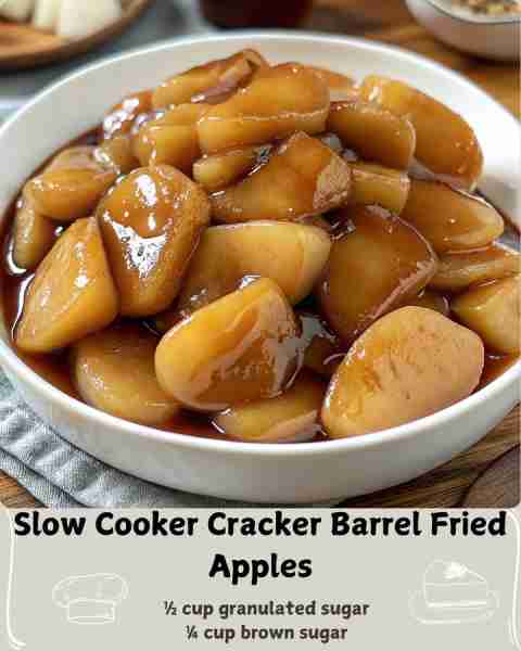 🍎 Slow Cooker Cracker Barrel Fried Apples 🥄 Ingredients: For the Apples: 4 medium apples (such as...