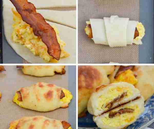 These Keto Bacon and Egg Crescent Rolls are delicious low-carb breakfast option.
