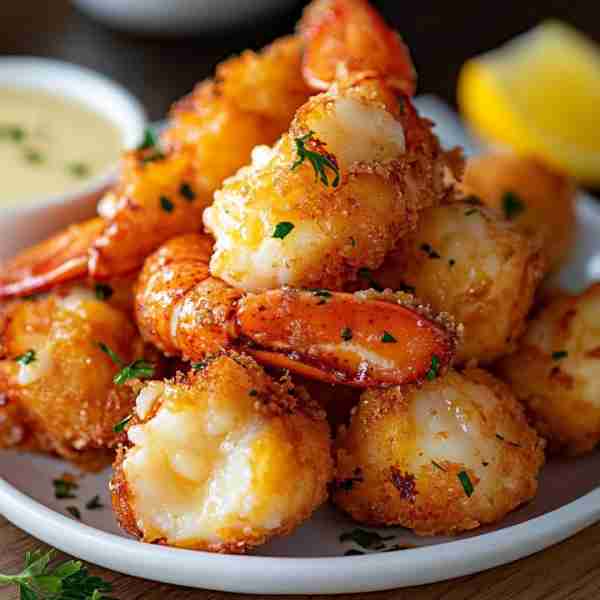 Crispy Lobster Bites with Garlic Butter Sauce Ingredients: 1 lb lobster tail meat, cut into bite-siz...