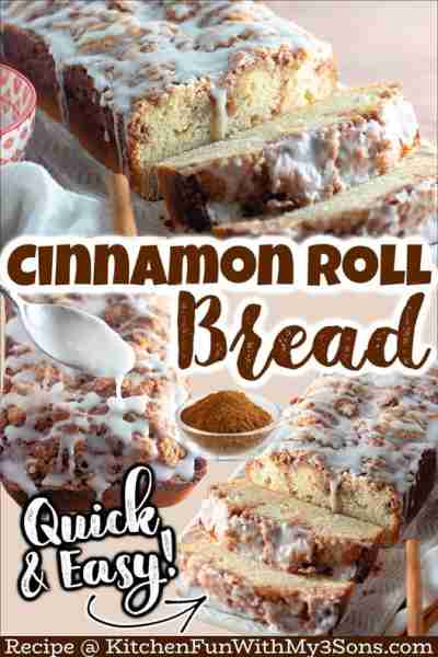 Full Recipe 👇 CINNAMON ROLL BREAD 😍 You are going to LOVE this! Moist Quick Bread with Swirls of C...