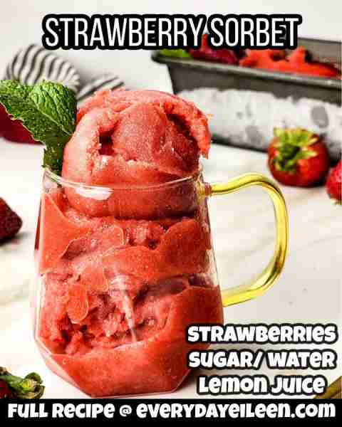 Strawberry Sorbet, 4 ingredients to a fantastic treat! Recipe link in comments.