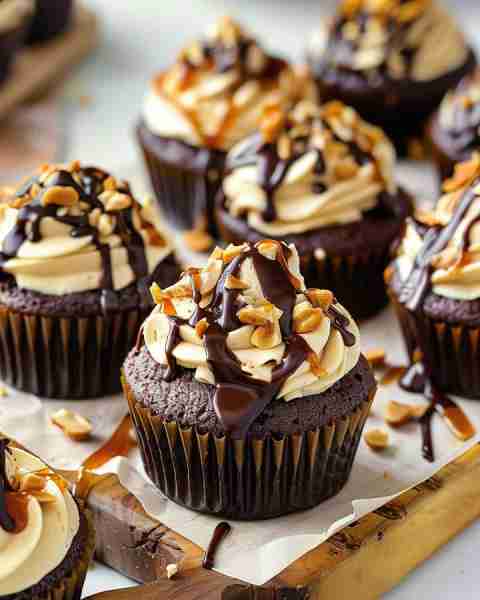 Peanut Butter Filled Cupcakes ⭐ Makes: 12 cupcakes ⏱ Total Time: ~1 hour (plus cooling & filling) I...