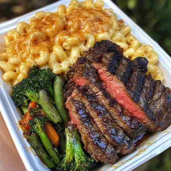 🥩 Steak Plate with Mac & Cheese, Broccolini & Caramelized Peppers The ultimate comfort food combo —...
