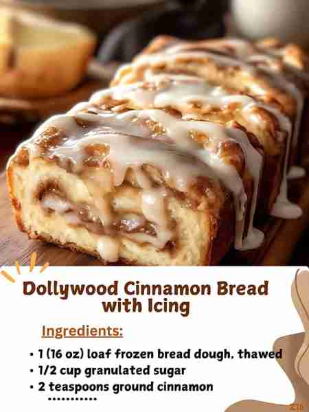 Dollywood Cinnamon Bread with Icing 😍🍞 Ingredients: Bread Dough: 1 (16 oz) loaf frozen bread dough...