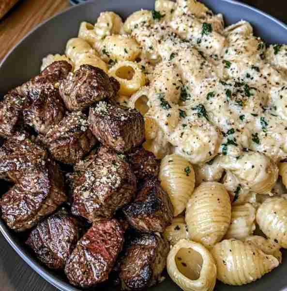 Creamy Steak & Garlic Shells in Parmesan Bliss ✨ A Rich Hug in Every Bite! ✨ Ever had one of those...