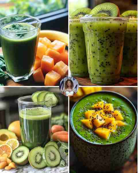 Green Papaya Sunrise 🥬🥭🍌 Ingredients: ½ cup papaya chunks ½ cup spinach ½ banana ½ cup coconut wa...