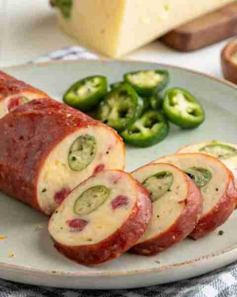 Here’s the bold and spicy Jalapeño Pepper Jack Stuffed Summer Sausage recipe — perfect as an appetiz...
