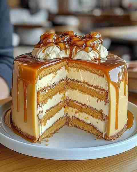 Pumpkin Caramel Cheesecake Layer Cake 🎃🍰 Fall in love with the flavors of autumn in every bite of...