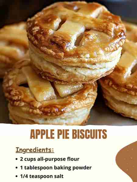Apple Pie Biscuits Ingredients: 2 cups all-purpose flour 1 tablespoon baking powder 1/4 teaspoon sal...