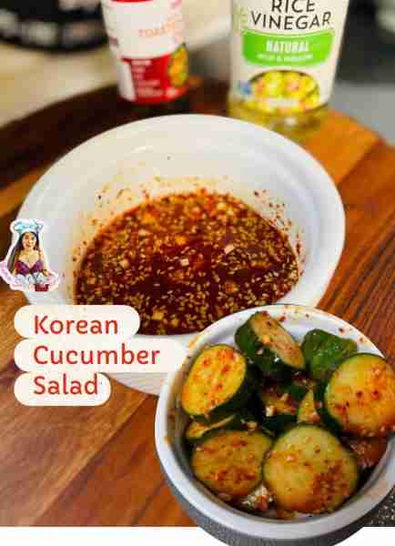 My version of Korean Style Cucumber Salad All you need: 2 medium cucumbers sliced 1 tsp salt Sauce:...