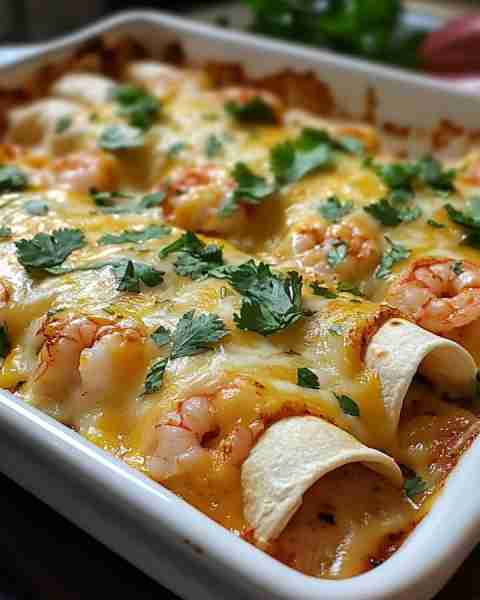 Creamy Shrimp Enchiladas Ingredients 1 lb shrimp, peeled and deveined 10 flour tortillas 3 tablespoo...