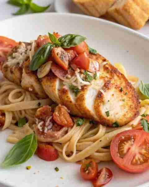 Here’s a delicious Bruschetta Chicken Pasta 🍝🍅 recipe with a fresh and vibrant twist! --- Bruschet...