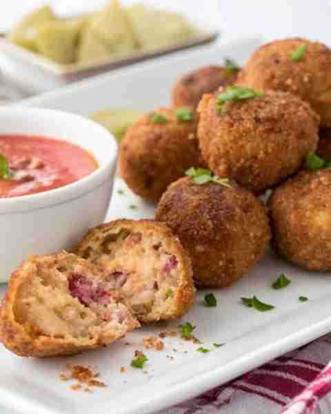 Sure! Here's the full recipe for 🧀 Crispy Reuben Balls with Spicy Thousand Island Dip, with substit...