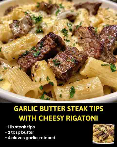 Garlic Butter Steak Tips with Cheesy Rigatoni Who doesn't love a delicious and hearty pasta dish? Th...