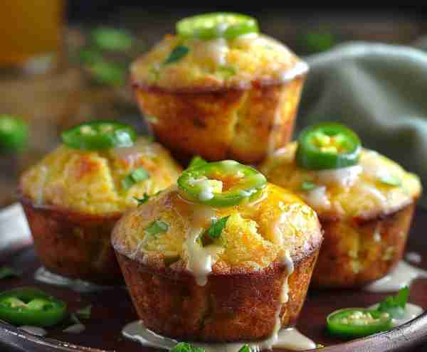 🌽🌽🌽 Cornbread Jalapeño Muffins with Honey Lime Glaze 🌽🌽🌽 Spicy, sweet, and everything neat in...
