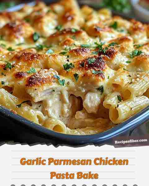 Garlic Parmesan Chicken Pasta Bake 🍝🧄🧀 A creamy and delicious weeknight dish! 📋 Ingredients -...