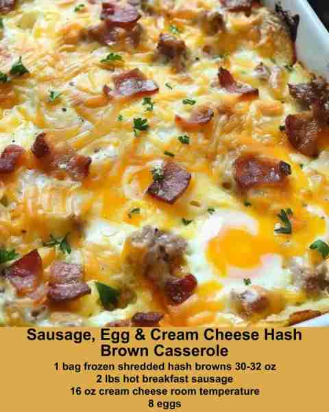 Sausage Hash Brown Breakfast Casserole Ingredients 1 bag frozen shredded hash browns 30-32 oz 2...