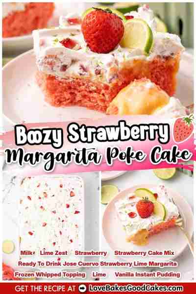 RECIPE - https://www.lovebakesgoodcakes.com/boozy-strawberry-margarita-poke-cake/ Get the party star...