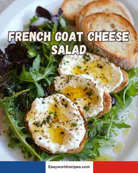 🇫🇷 French Goat Cheese Salad Crisp greens and creamy goat cheese on toasted bread—drizzled with olive...