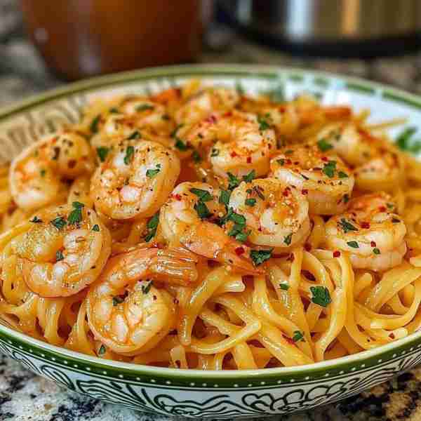 Shrimp Linguine with Spicy Garlic Sauce Ingredients: 200g linguine pasta 250g large shrimp, peeled a...