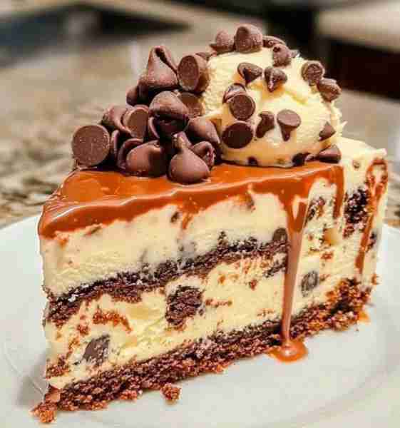 Chocolate Chip Cookie Dough Ice Cream Cake Ingredients: For the Cookie Crust: 1½ cups crushed chocol...