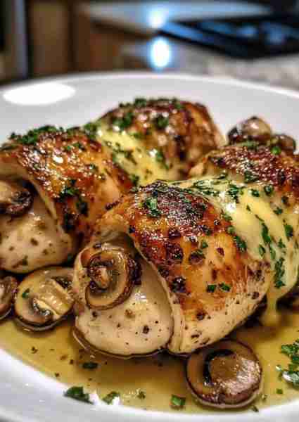 🧄 Rich, savory, and packed with flavor, this Cheesy Garlic Butter Mushroom Stuffed Chicken is a dis...