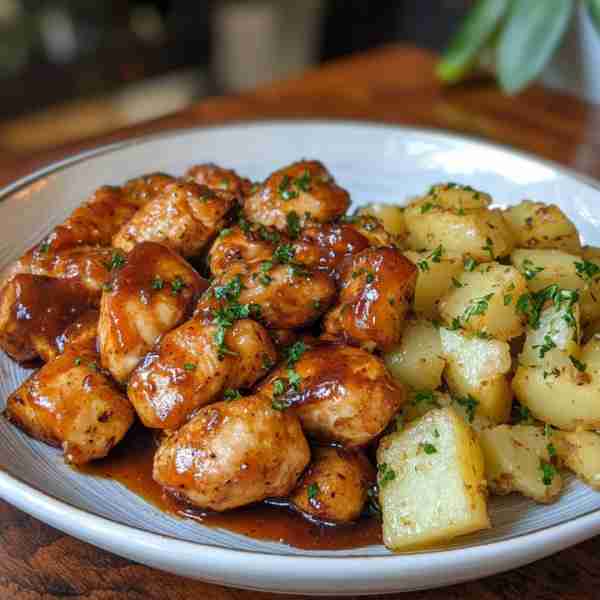 High Protein Honey BBQ Chicken & Creamy Garlic Parmesan Potatoes Ingredients: For the Honey BBQ Chic...