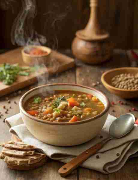 Greek Faki Soup – Simple, Soulful, Satisfying A humble bowl of lentils, simmered with olive oil, gar...