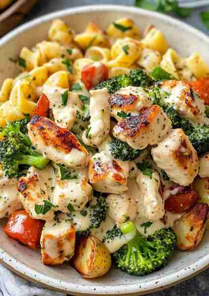 🥦 Creamy Lemon Garlic Chicken & Broccoli Alfredo is a delicious, comforting dish that combines tend...