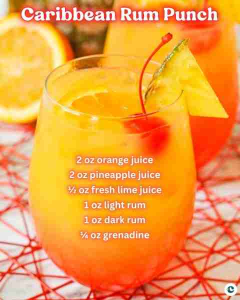 Escape to paradise with every sip of this Caribbean rum punch 🍹
