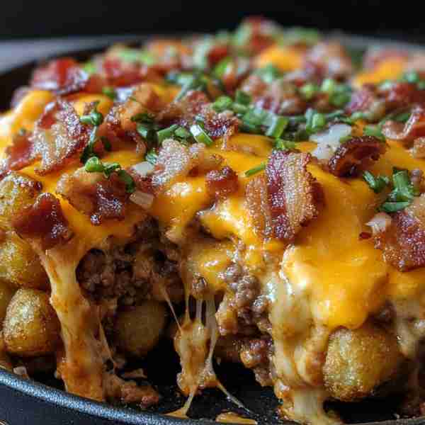 Cheesy Bacon Cheeseburger Tater Tot Casserole Ingredients: 1 lb ground beef 6 slices bacon, chopped...