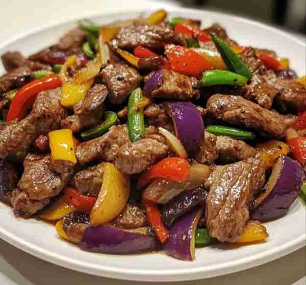 WOULD YOU EAT THIS TREMENDOUS SIZZLING BLACK PEPPER BEEF STIR-FRY 🥩🌶️🔥 Ingredients: 1 lb beef sirl...