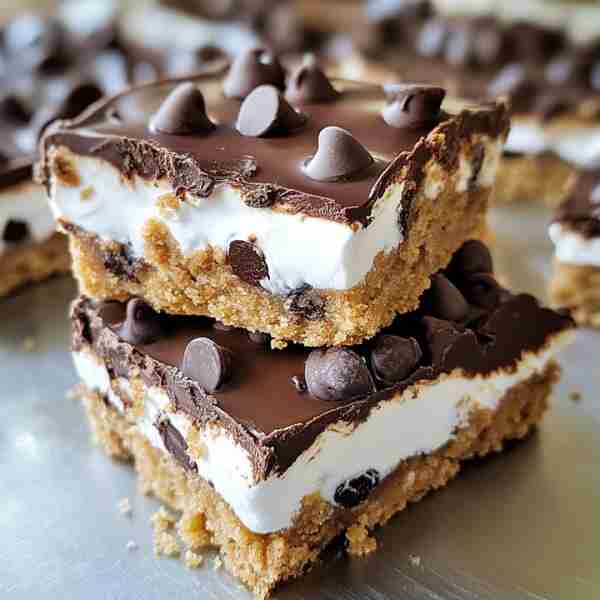 Chocolate Marshmallow Cookie Bars 🍫🍪☁️ Deliciously sweet and gooey cookie bars with a chocolatey...