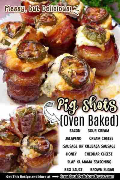 🔥 Pig Shots! 💖🐽 The Ultimate Appetizer! 🔥 Thick, Crispy Bacon, Smoked Sausage, Cream Cheese mixt...