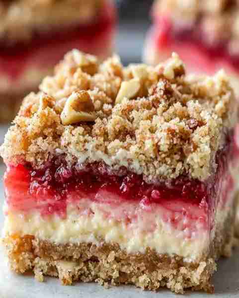 Creamy Rhubarb Cream Cheese Bars Ingredients: 2 cups all-purpose flour 1 cup granulated sugar 1 teas...