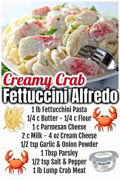 Full Recipe 👇 CRAB FETTUCCINE ALFREDO - this is Heavenly! 🦀 Fettuccini covered in a Creamy and Eas...