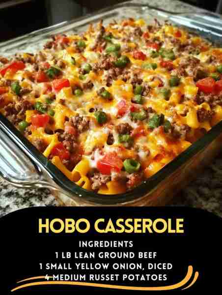Hobo Casserole Ingredients 1 lb Lean Ground Beef Salt and Pepper to taste 1 Small Yellow Onion diced...