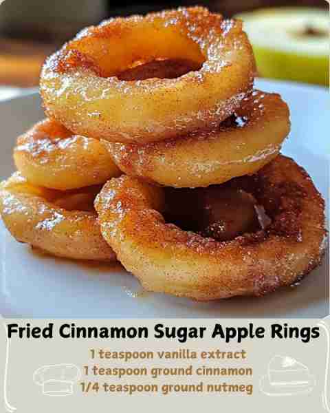 🍎 Fried Cinnamon Sugar Apple Rings 🍎 Ingredients: 2 large apples (Granny Smith, Honeycrisp, or Fuj...