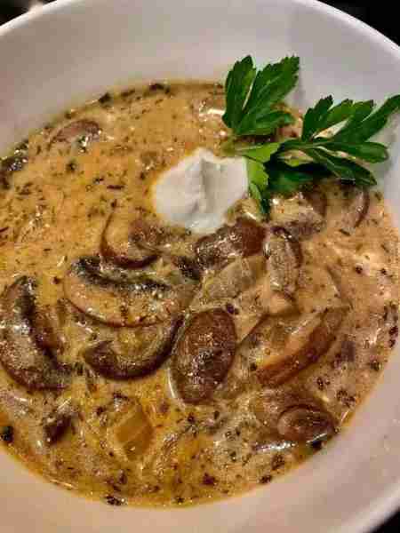 Made Hungarian Mushroom soup last night Husband and I topped our bowls with Swiss cheese. It was so...
