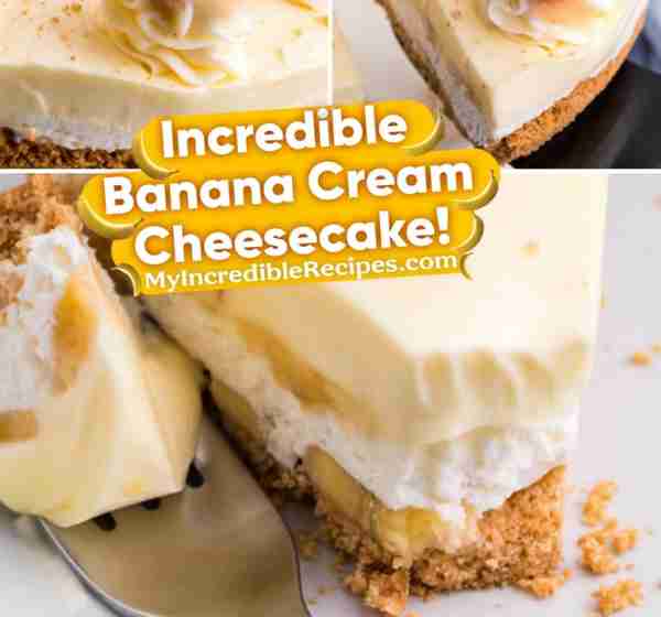 Incredible Banana Cream Cheesecake! 🍌 Get the Recipe in the Comments! ⭐️ 🍌🍌🍌 A Cool, Creamy No-...