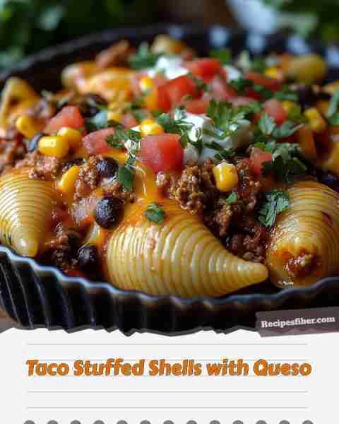 Taco Stuffed Shells with Queso 🌮🧀 Get ready for a delicious twist on taco night! 📋 Ingredients -...