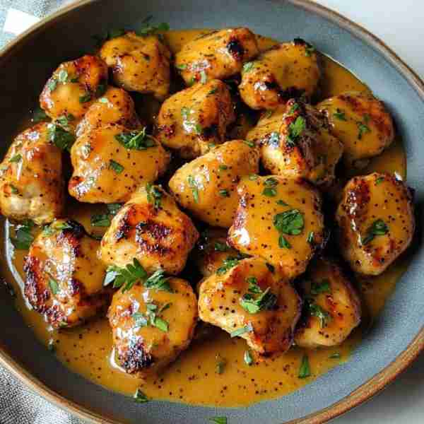 🍯 HONEY MUSTARD GLAZED CHICKEN BITES 🍗 (Absolutely delicious) 📝 INGREDIENTS: 1 pound chicken brea...