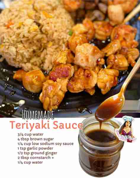 Homemade Teriyaki sauce Recipe Ingredients: 3/4 cup water 4 tablespoons packed light brown sugar 1/...