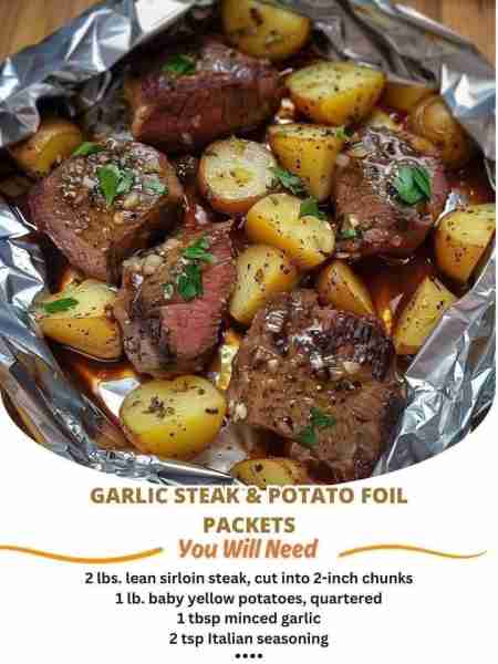 Garlic Butter Steak and Potato Foil Packets My hubby begs me to make this recipe at least once per w...