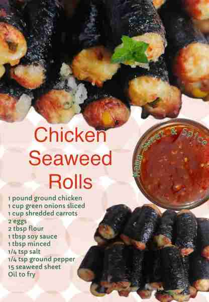 So Crispy and Chewy Chicken Seaweed Rolls If you want eggrolls and a taste of sushi at the same time...