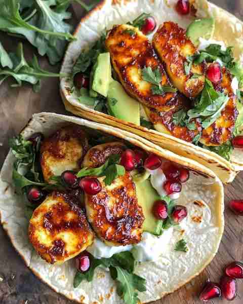 Hot Honey Halloumi and Mint Tacos These delicious vegetarian tacos combine sweet, spicy, and savory...