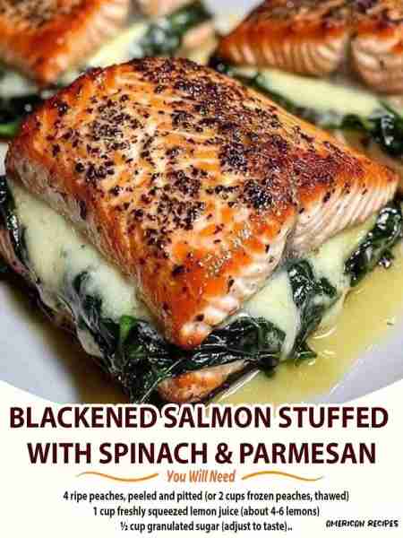 Blackened Salmon Stuffed with Spinach & Parmesan Ingredients 4 salmon fillets (skinless, about 6 oz...