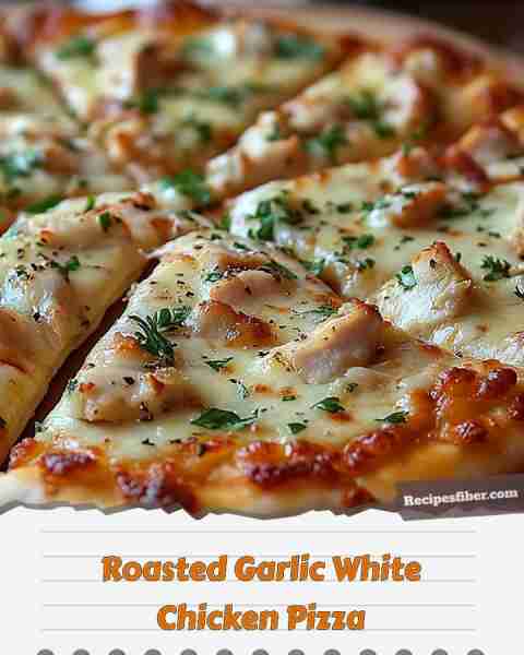 Roasted Garlic White Chicken Pizza 🍕 Indulge in a creamy and delicious pizza experience! 📋 Ingre...