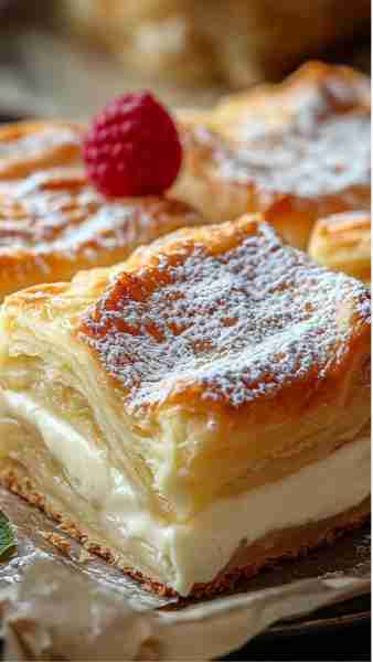 Puff Pastry Cream Cheese Dessert! Ingredients: For the Pastry: 1 sheet puff pastry (store-bought or...