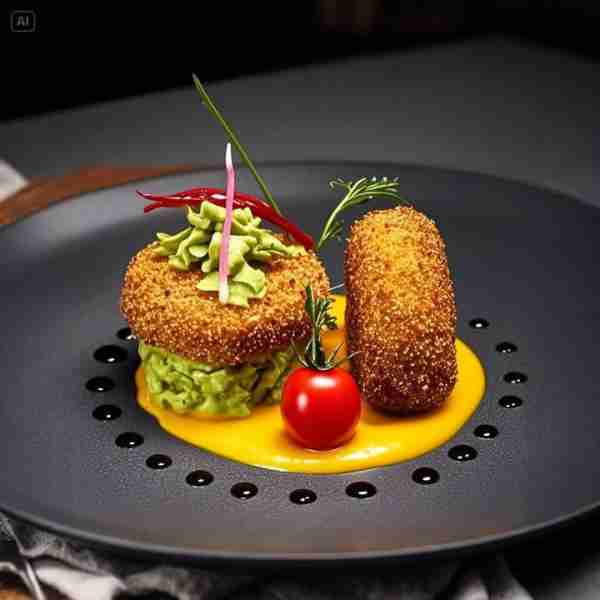 🥑Crunch & Cream Duo🟠🍅 A playful and elegant combo of crispiness and velvety avocado, plated with...